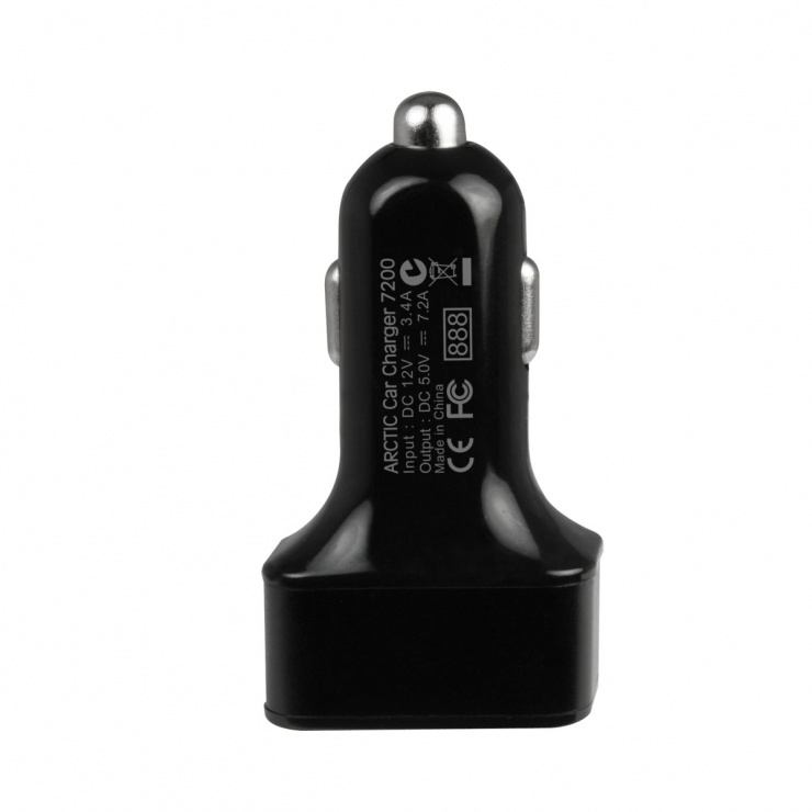 Imagine Incarcator auto 3 x USB 7200mA Fast Charger with Smart Charging Technology, ARCTIC